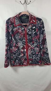 Vintage Harve Benard by Benard Holtzman Vintage Full Zip Floral Jacket with Red